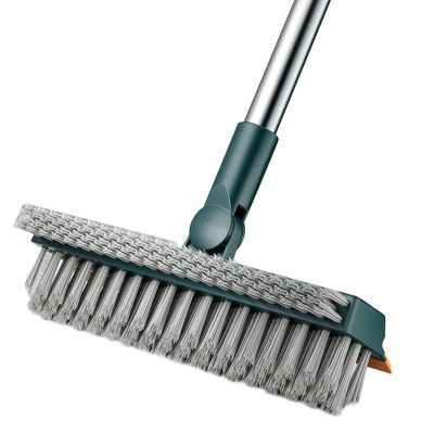 Floor Scrub Brush, 3 in 1 Scrape Brush Stiff Bristle Shower Scrubber, 44.5'' Retractable Long Handle Gap Floor Brush Kitchen Crevice Cleaning Brush can Wipe Multi-Purpose Cleaning Floor Brush