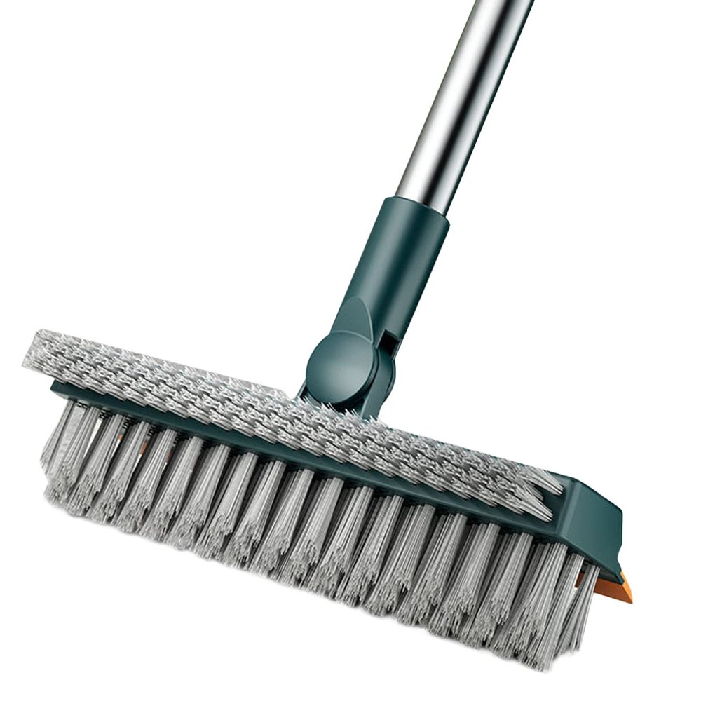 Floor Scrub Brush, 3 in 1 Scrape Brush Stiff Bristle Shower Scrubber, 44.5'' Retractable Long Handle Gap Floor Brush Kitchen Crevice Cleaning Brush can Wipe Multi-Purpose Cleaning Floor Brush