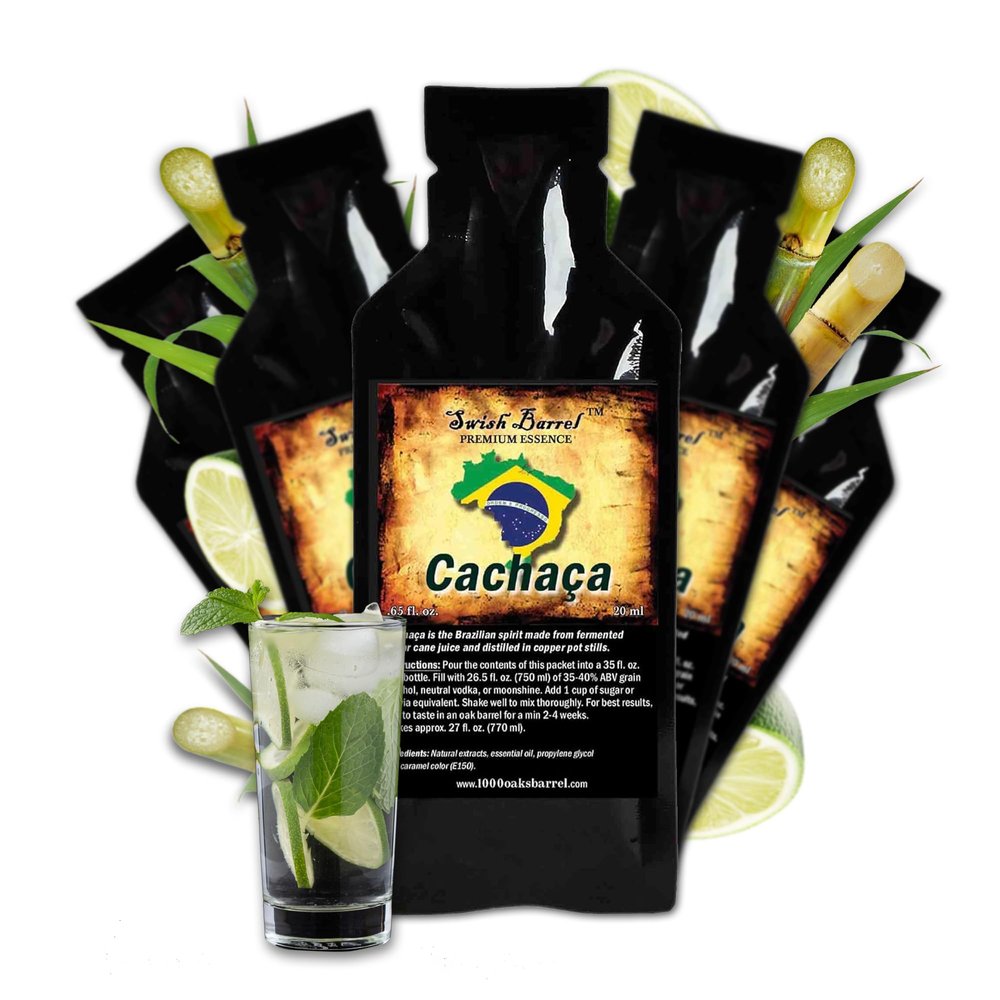 Brazilian Cachaca Rum Flavoring Essence (5 Pack) Liquor Flavor Refill Packets for Bootleg Kits & Barrel Aging, Swish Barrel Extract for Cocktails, Mixology & Moonshine Distilling 5x20ml (.65oz)