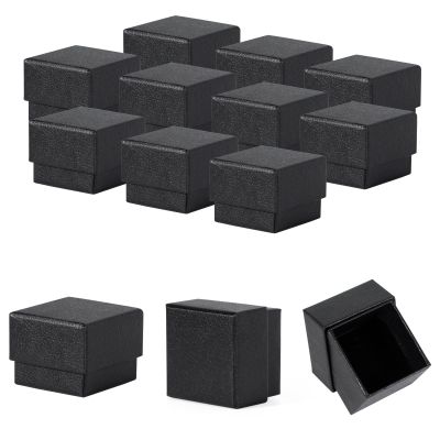 Sdootjewelry Ring Box, 1.97  1.97  1.57 Kraft Earring Ring Boxes, 20 Pack Cardboard Jewelry Gift Boxes, Black Small Earring Ring Gift Box with Foam for Wedding Propose