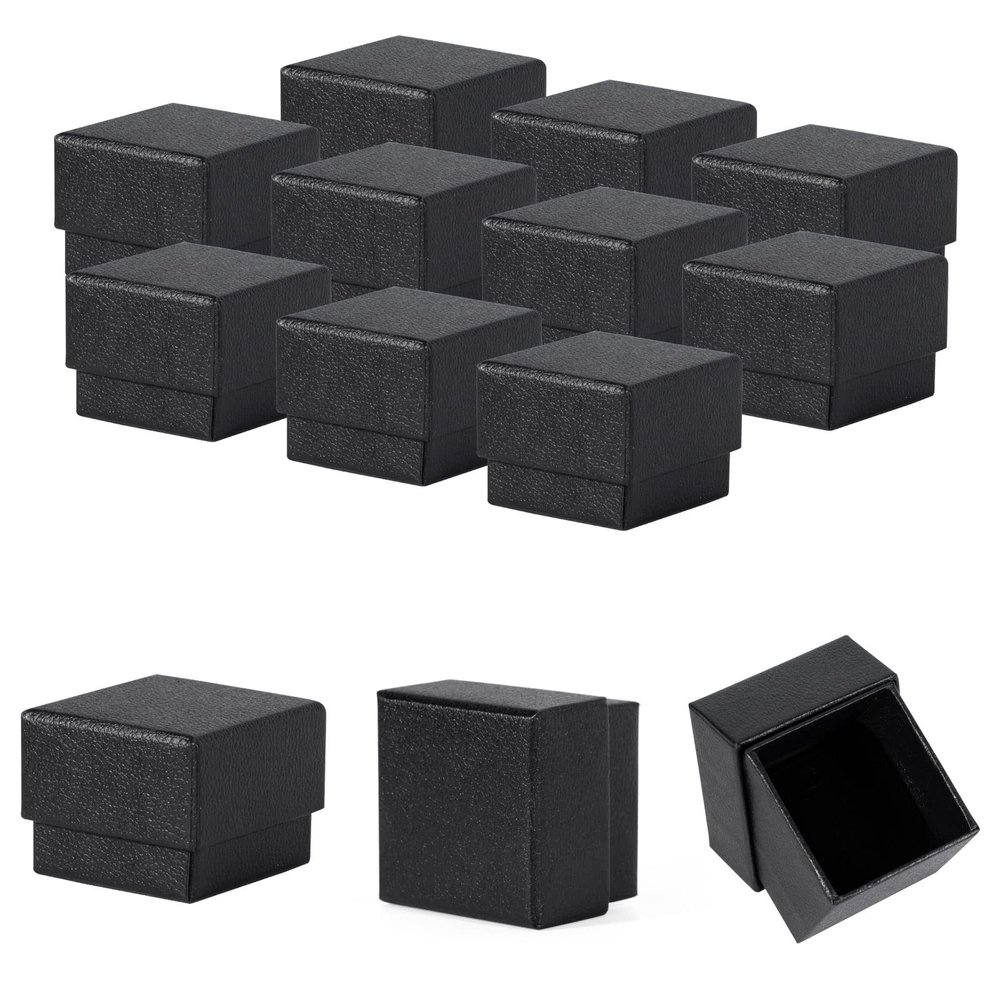 Sdootjewelry Ring Box, 1.97  1.97  1.57 Kraft Earring Ring Boxes, 20 Pack Cardboard Jewelry Gift Boxes, Black Small Earring Ring Gift Box with Foam for Wedding Propose