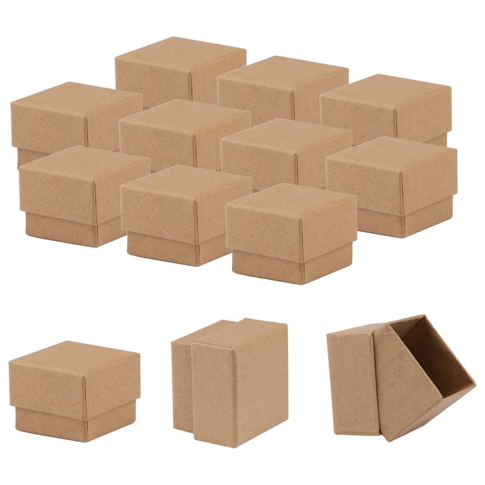 Sdootjewelry Ring Box, 1.97  1.97  1.57 Kraft Earring Ring Boxes, 20 Pack Cardboard Jewelry Gift Boxes, Brown Small Earring Ring Gift Box with Foam for Wedding Propose