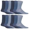 IOMI - 12 Pair Multipack Mens Gentle Grip Non Binding Crew Diabetic Socks (13-15, Blue) view 1