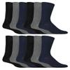 IOMI - 12 Pair Multipack Mens Gentle Grip Non Binding Crew Diabetic Socks (13-15, Black/Navy/Grey) view 1