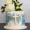 16pcs of Acrylic Cross Cake Topper, Cross Cake Charm for Baptism, Christening, Holy Communion Cake (6'', Gold Mirror) view 3