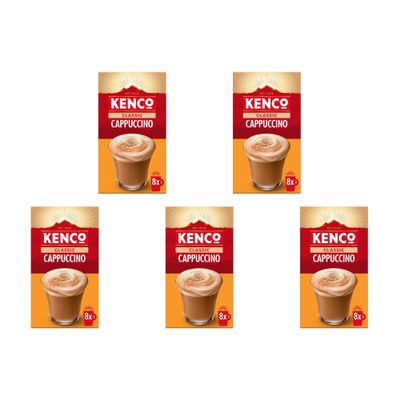 Kenco Cappuccino Instant Coffee Sachets 8x14.8g (Pack of 5, Total 40 Sachets, 592g)