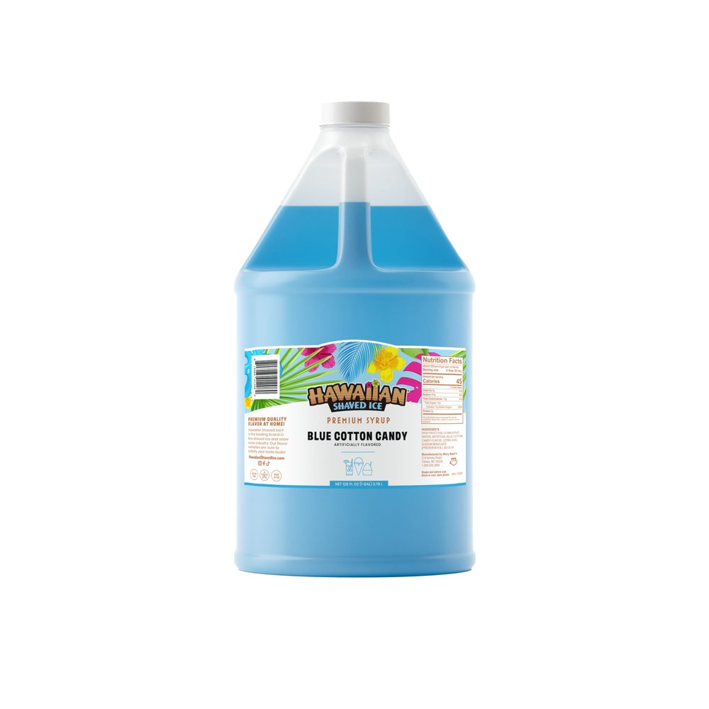 Hawaiian Shaved Ice Syrup, Blue Cotton Candy, Gallon