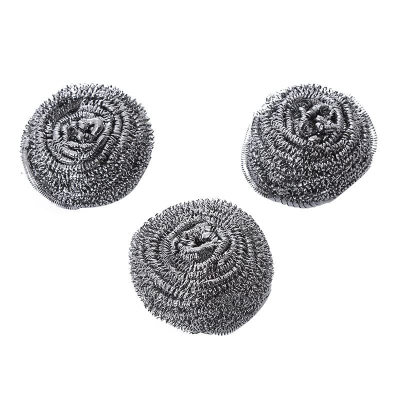 WELEN Stainless Steel Household Steel Wire Ball Kitchen Cleaning Supplies Washing Dishes and Cleaning Ball Brush Artifact (4 Pieces)(Silver,Bulk 40g)
