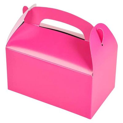 The Dreidel Company Gable Treat Boxes, Party Favors, 6.25" x 3.5" x 3.5" Inch Box, 25-Pack (Pink)