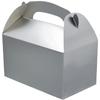 Gable Treat Boxes, Goodies Favor Box for Kids Birthday, Candy Boxes Party Favors, Weddings Events, Baby Shower, 6.25" x 3.5" x 3.5" Inch Box (Silver Treat Box, 12-Pack) view 1