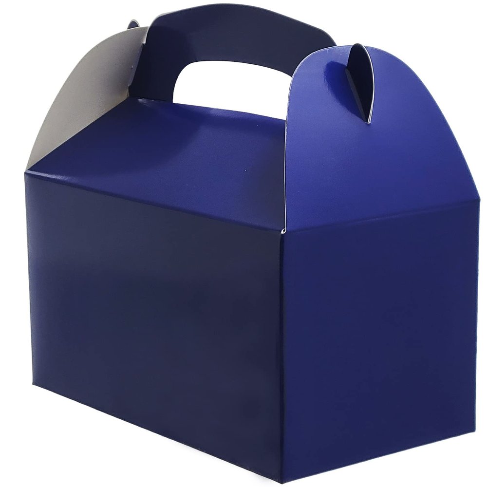 The Dreidel Company Royal Blue Gable Treat Boxes, Party Favors, 25-Pack 6.25" x 3.5" x 3.5" Inch Box,