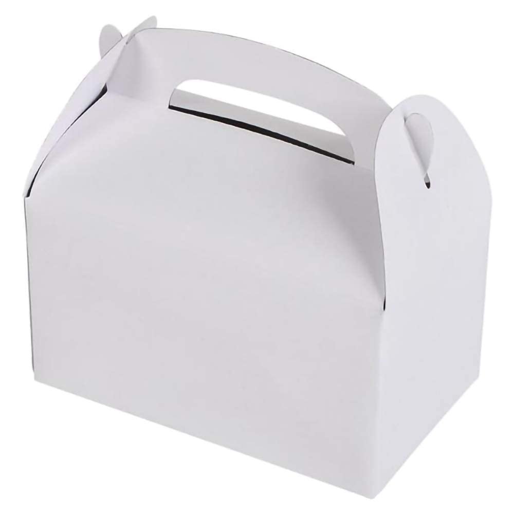 The Dreidel Company Gable Treat Boxes, Party Favors, 6.25" x 3.5" x 3.5" Inch Box, 25-Pack (White)