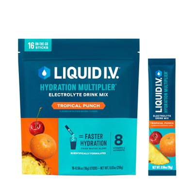 Liquid I.V. Hydration Multiplier - Tropical Punch - Hydration Powder Packets | Electrolyte Powder Drink Mix | Convenient Single-Serving Sticks | Non-GMO | 16 Servings (Pack of 12)