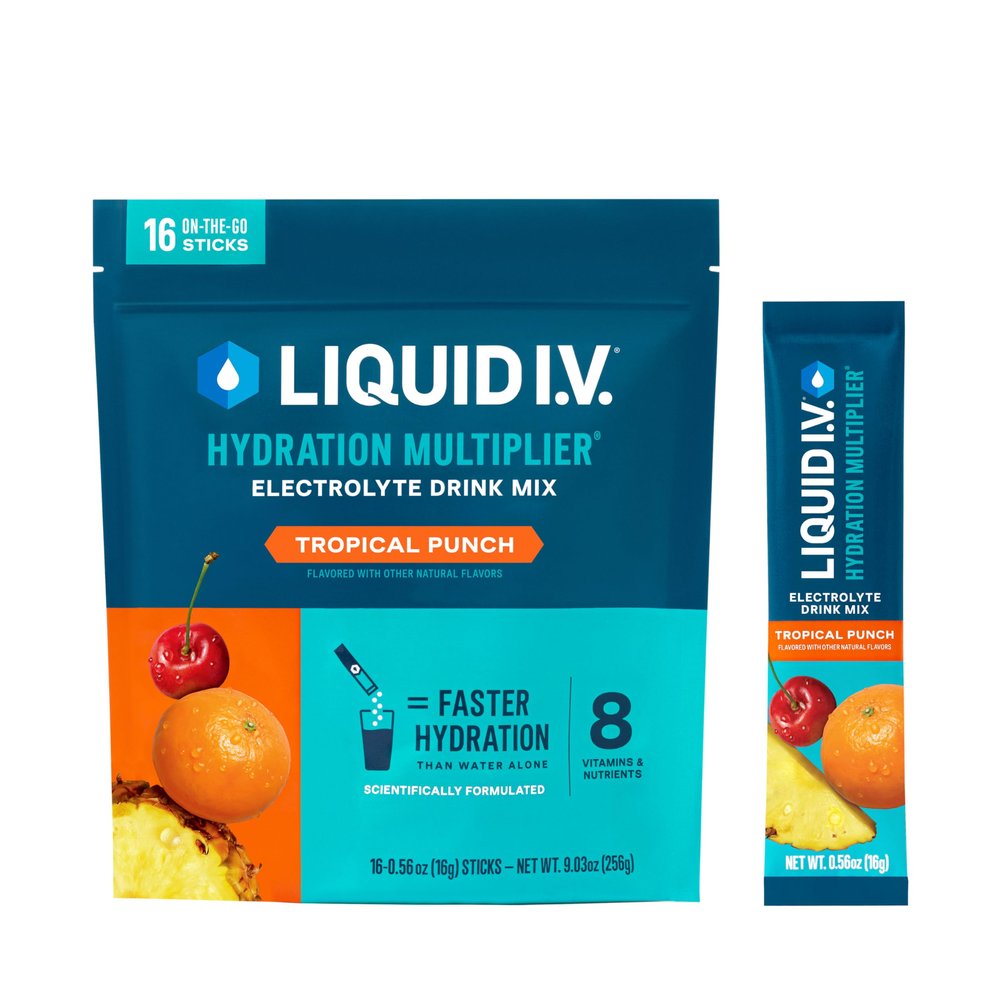 Liquid I.V. Hydration Multiplier - Tropical Punch - Hydration Powder Packets | Electrolyte Powder Drink Mix | Convenient Single-Serving Sticks | Non-GMO | 16 Servings (Pack of 12)