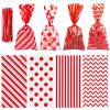 Aneco 100 Pack Red Cellophane Bags 10.6 x 5.1 Inch Plastic Candy Bags Gift Bags Goodie Bags with Twist Ties for Valentine, Birthday, Gift Cookie Snack Packing Party Favor Supplies view 1