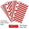 Aneco 100 Pack Red Cellophane Bags 10.6 x 5.1 Inch Plastic Candy Bags Gift Bags Goodie Bags with Twist Ties for Valentine, Birthday, Gift Cookie Snack Packing Party Favor Supplies view 3