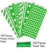 Aneco 100 Pack Green and White Cellophane Bags 10.6 x 5.1 Inch Plastic Candy Bags Gift Bag Goodie Bag with Twist Ties for Valentine, Birthday, Gift Cookie Snack Packing Party Favor Supplies view 3