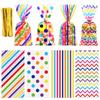 Aneco 100 Pack Rainbow Cellophane Bags 10.6 x 5.1 Inch Plastic Candy Bags Gift Bags Goodie Bags with Twist Ties for Valentine, Birthday, Gift Cookie Snack Packing Party Favor Supplies view 1