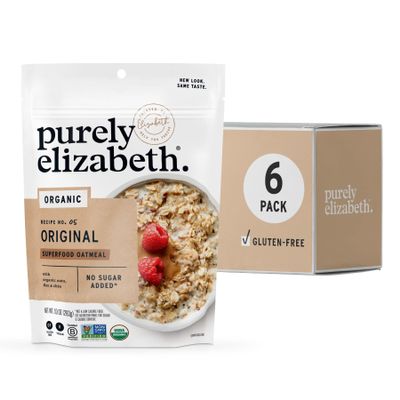 Purely Elizabeth Superfood Oatmeal, Original, Vegan Friendly, USDA Certified Organic, Gluten Free & Non-GMO, 10 Ounce (Pack of 6)