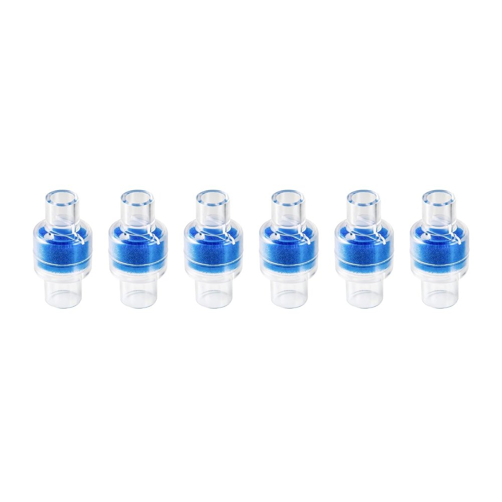 6 Nispira HME Heat Moisture Exchanger Filter in-Line Humidification Solution Unit for CPAP biPAP Machine & Mask, Z1, Z2, Dreamstation, Individually Sealed Packaging