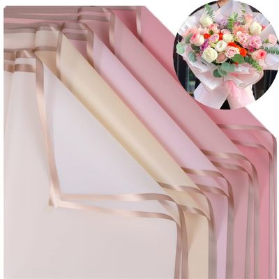 XICHEN 25 Counts /5 Colors Gold Edge Flower Wrapping Paper,Florist Bouquet Supplies,DIY Crafts,Gift Packaging or Gift Box Packaging, Waterproof Floral Wrapping Paper 22.8 * 22.8Inch