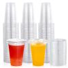 Lilymicky 200 Sets 10 oz Clear Plastic Cups With Flat Lids, 10 Ounce Disposable Drinking Cups for Smoothie, Slurpee, or Any Cold Drinks view 1