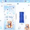 Pajean 100 Pack Bear Baby Shower Treat Bags Bear Cellophane Bulk Plastic Goodie Candy Gift Bags with Metallic Twist Ties for Gender Reveal Birthday Party Favors(Blue) view 2