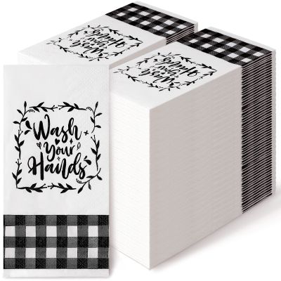 200 Pcs Disposable Guest Napkins Paper Hand Towels for Bathroom Black and White Paper Towels Farmhouse Dinner Decorative Wash Your Hands for Birthday Wedding Party Home Kitchen Restroom