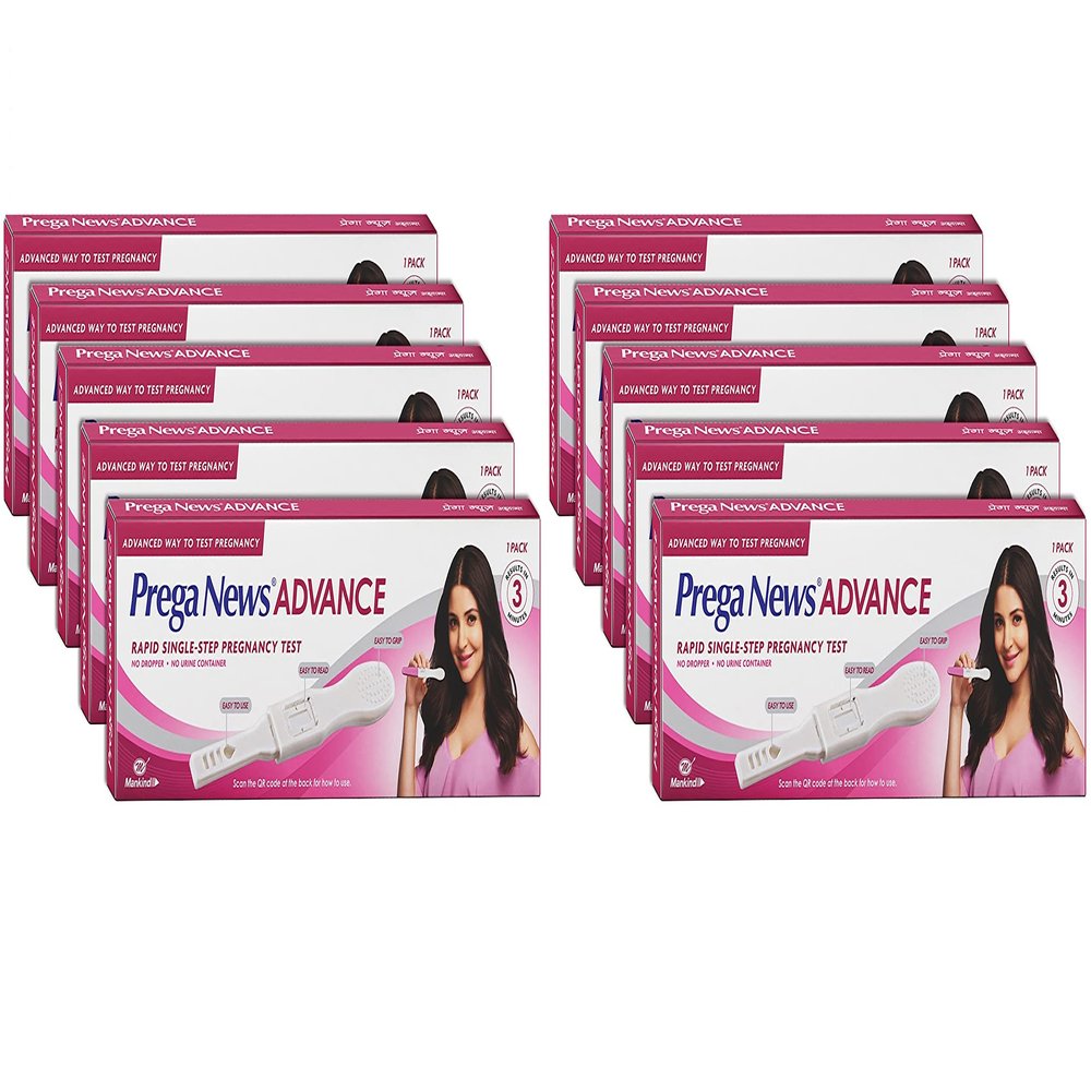 Prega News Mankind Advance, Hcg Home Pregnancy Test, Midstream Urine Test Kit, One Step Pregnancy Test, Easy To Use, Accurate Result In Just 3 Minutes X Pack Of 1 (10)