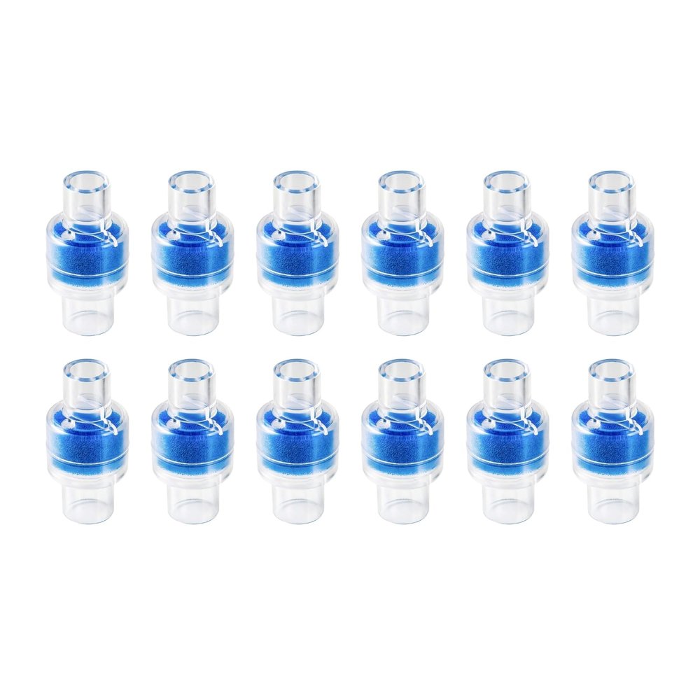 12 Nispira HME Heat Moisture Exchanger Filter in-Line Humidification Solution Unit for CPAP biPAP Machine & Mask, Z1, Z2, Dreamstation, Individually Sealed Packaging