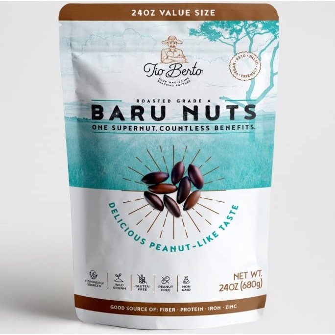 Keto Baru Nuts Roasted 1.5 Pound 24 oz Value Pack, Exotic Gluten Free Snacks | Premium Wild Supernuts Superior to Organic Nuts | Suitable for Vegan, Keto, Peanut Free Diets | High Protein Snacks | Crunchy and Delicious add on groceries food items | H
