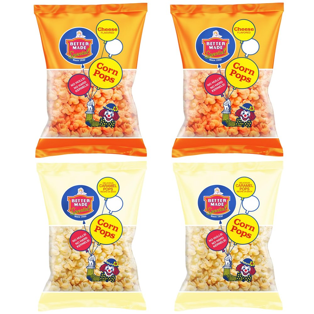 Better Made Special Original & Cheese Flavored Corn Pops - (4) x 6oz Bags - (Pack of 4) - Family Owned Since 1930 - Snacks, Lunch, Variety Pack