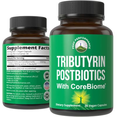 CoreBiome Tributyrin Postbiotic Supplement Clinically Tested For Gut Health. More Effective than Sodium Butyrate Capsules. High Bioavailability Post Biotics For Digestive, Leaky Gut, Colon, Microbiome