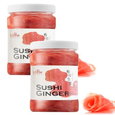 Fusion Select 2 Packs Sushi Ginger - Natural Sliced Gari, Pickled Ginger for Sushi - No MSG, Non-GMO - Spicy, Sour, Sweet & Salty Taste Notes - Side Dish For Sashimi, Sushi Ingredients - 12oz
