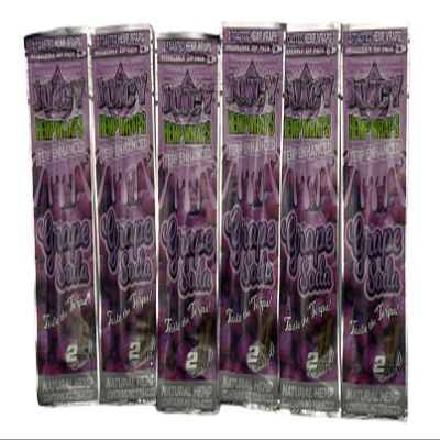 6 Packs Juicy Rolling Papers Pre-Wrap (2 sheets per pack) + RSV Scoop Card (Grape Soda)