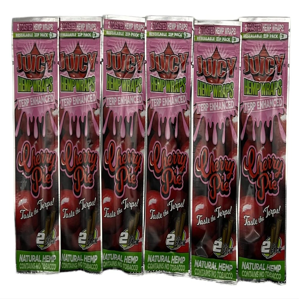 6 Packs Juicy Rolling Papers Pre-Wrap (2 sheets per pack) + RSV Scoop Card (Cherry Pie)
