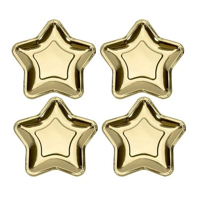 20 Pcs 18cm Thick Star Shaped Paper Plates Disposable Dinnerware Plates Graduation Party Independence Day Plates Appetizers Fruit Dessert Cake Salad Paper Plates Gold