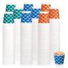 JollyPack 1200 Pack 3 oz Disposable Bathroom Paper Cups, Small Mouthwash Cups in Orange, Blue, and Green, Great for Candy, Biscuits, Bathroom Use, Parties, Picnics, and Travel view 1