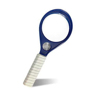20 x & 10 x Handheld Magnifier Glass with Protective Sleeve, Small Reading Magnifying Glass with Non Slip Handle, Portable Hand Held for Seniors Students Exploring (65mm, Blue & White)