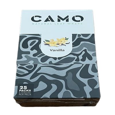 Camo Natural Leaf Rolling Papers Pre-wrap Full Box 25 Packs (5 sheets per pack) + RSV Scoop Card (Vanilla)