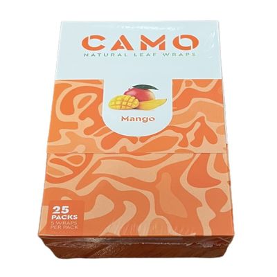 Camo Natural Leaf Rolling Papers Pre-wrap Full Box 25 Packs (5 sheets per pack) + RSV Scoop Card (Mango)