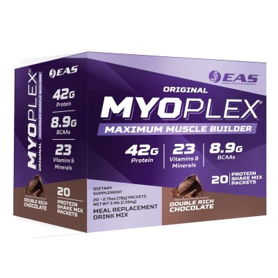 EAS Original Myoplex Maximum Muscle Builder | Meal Replacement Protein Drink Mix | Quality Protein Blend | 42g Protein | 20 Individual Packets (Double Rich Chocolate)