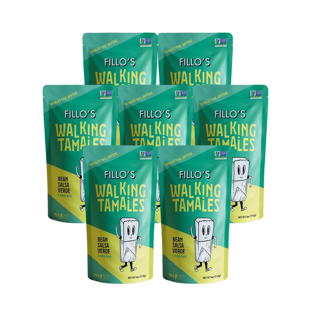 Fillo's Walking Tamales, Salsa Verde, Pk of 7, Ready-to-Eat, Delicious, Gluten-Free, Preservative-Free, No Added Sugar, Vegan Tamales, Microwavable Meals, Non-GMO