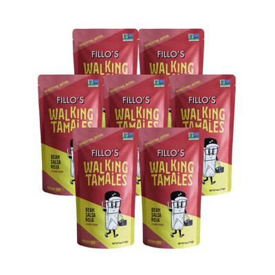 Fillo's Walking Tamales, Salsa Roja, Pk of 7, Ready-to-Eat, Delicious, Gluten-Free, Preservative-Free, No Added Sugar, Vegan Friendly, Microwavable Meals, Non-GMO