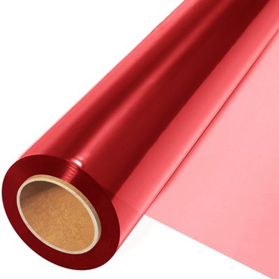 JOYIT Red Cellophane Wrap Roll (100 Ft. Long X 17.5 in. Wide) - 2.5 Mil Thick Transparent Red Cellophane Wrapping Paper, Colored Cellophane Wrap for Gift Flower Basket Decoration