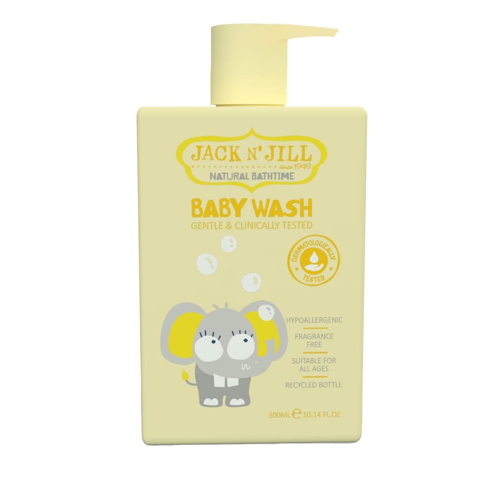 Jack N' Jill Natural Bathtime Baby Wash - Baby Wash for Sensitive Skin, Hypoallergenic, Fragrance Free, Dermatologically Tested, Perfect for Newborns, Vegan - Scent Free, 300 mL (Pack of 1)