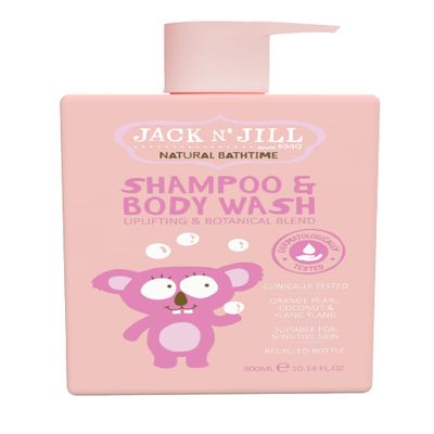 Jack N' Jill Natural Bathtime Kids Shampoo and Body Wash - Suitable for Sensitive Skin, Dermatologically Tested, Color and Soap Free, Cruelty Free, Vegan - 300 mL (Pack of 1)