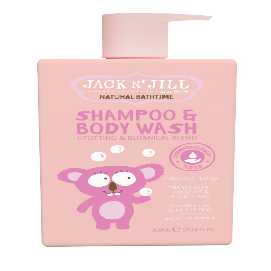 Jack N' Jill Natural Bathtime Kids Shampoo and Body Wash - Suitable for Sensitive Skin, Dermatologically Tested, Color and Soap Free, Cruelty Free, Vegan - 300 mL (Pack of 1)