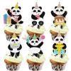 18pcs Black White Glitter Dessert Cupcake Topper Animal Panda Theme Baby Shower Boy Girl Happy Birthday Party Theme Decor Supplies view 1