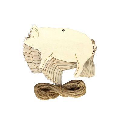 10pcs Pig Shape Wood Pig Wooden Cutout Label Tags Wood Tags Blank Wooden Tags Shape Blank